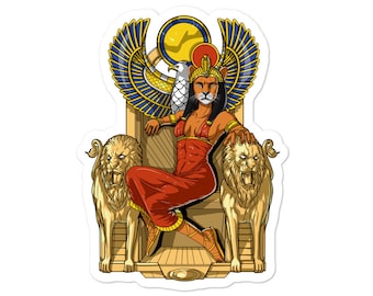 Egyptian Goddess Sekhmet Sticker, Ancient Egypt Sticker,Egyptian Queen Decal, Egyptian Gods Decals, Egyptian Mythology Lioness Deity Sticker