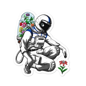 Space Astronaut Environmentalist Sticker - Nature Ecologist Decals - Environmental Global Warming Gift - Psychedelic Ecologist Vinyl Sticker