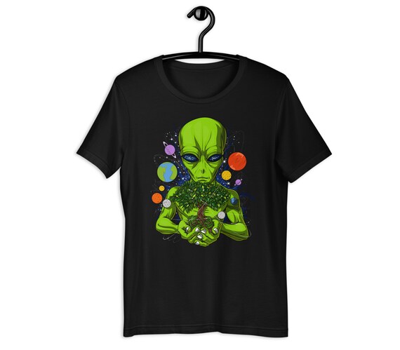 Space Alien T-shirt, Extraterrestrial Tees, Mens Alien Shirt