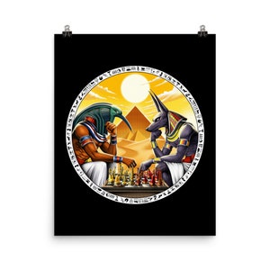 Egyptian God Anubis Poster, Thoth Egyptian Deity Art Print, Egyptian Pyramid Poster, Egyptian Mythology Wall Decor, Ancient Egypt Room Decor