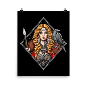 Morrigan Irish Goddess Poster, Celtic Mythology Warrior Poster, Pagan Art Print, Pagan Wall Decor, Celtic Room Decor, Pagan Gift