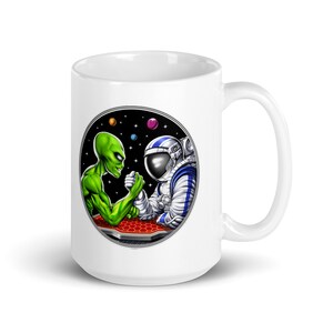 Alien Astronaut Arm Wrestling Mug, Space Alien Mug, Arm Wrestling Mug, Extraterrestrials Mug, Alien Coffee Cup, Arm Wrestling Lover Gifts image 4