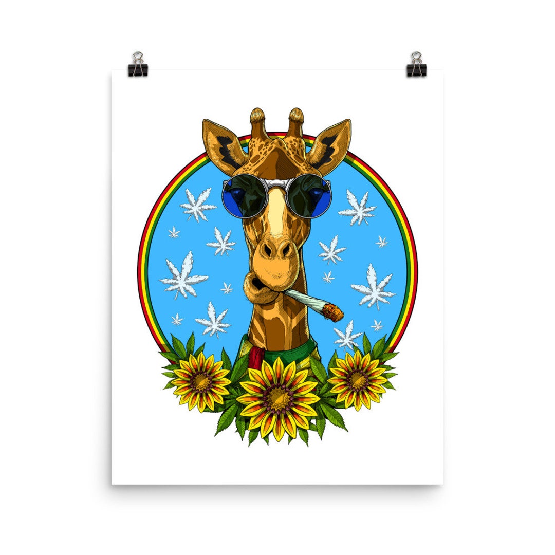 Giraffe Smoking Weed Poster Hippie Stoner Wall Decor - Etsy