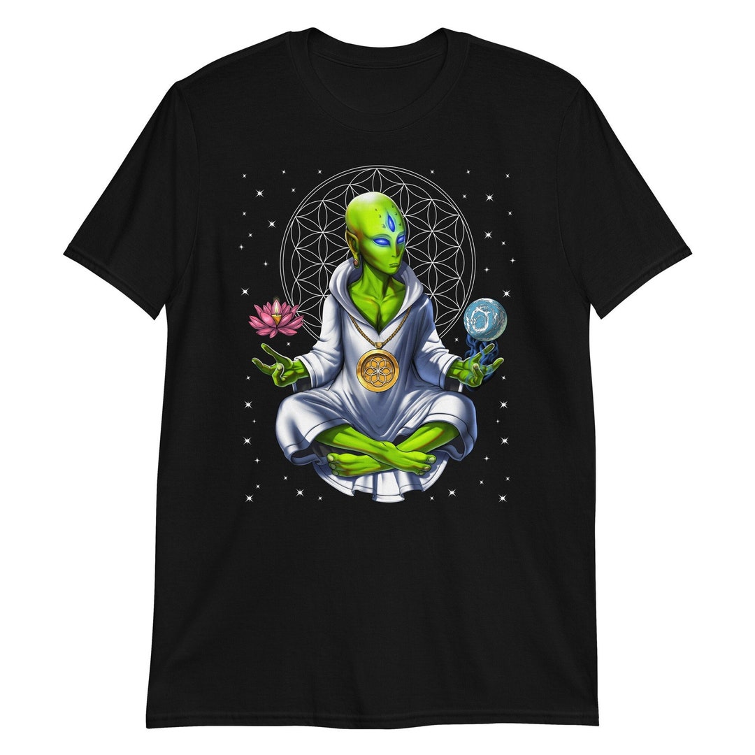 Alien Meditation T-shirt, Spiritual Shirt, Zen Yoga Tee, Space Alien ...