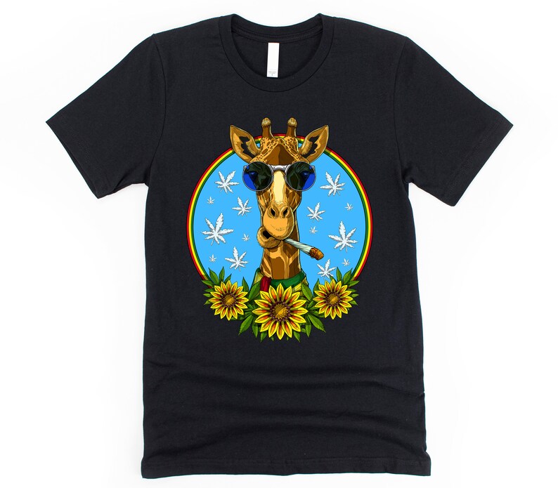 Giraffe Smoking Weed T-Shirt Hippie Stoner Shirt Cannabis | Etsy