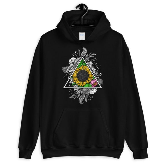 Sunflowers Flower Of Life Hoodie, Floral Sacred Geometry Hoodie, Forest Sweatshirt, Botanical Hippie Clothes, Botany Hippie Clothing