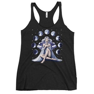 Moon Goddess Womens Tank, Gothic Tank Top, Moon Phases Tank, Witch Tanks, Celestial Clothing, Goth Clothes, Wicca Outfit, Witchcraft Apparel