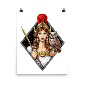 Greek Goddess Athena Poster, Greek Mythology Wall Decor, Ancient Greece Art Print, Greek Room Decor, Mythology Wall Decor, Athena Gifts