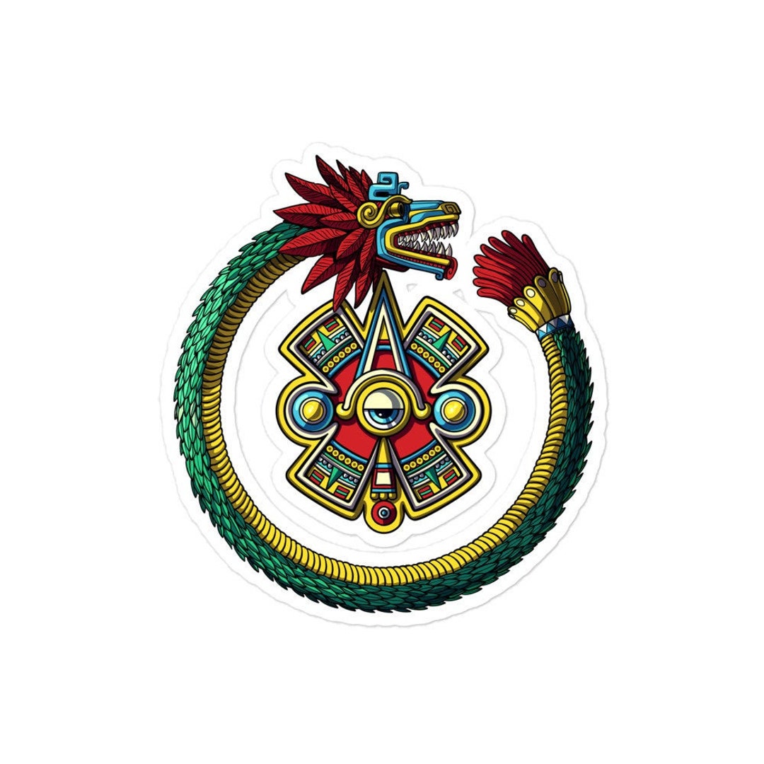 Calcomanía de Dios Azteca Ouroboros Quetzalcóatl Calcomanías - Etsy México