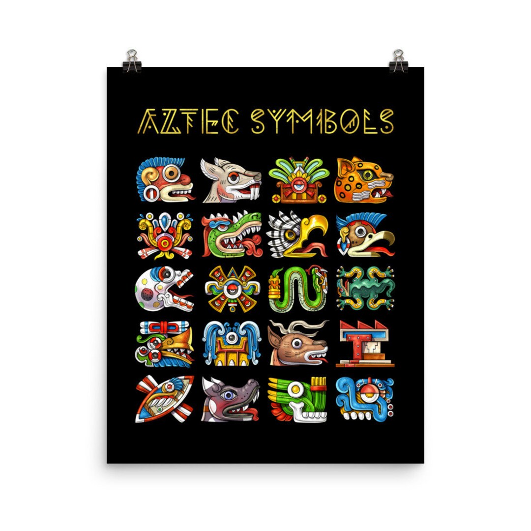 Aztec Symbols Poster Aztec Mythology Art Print Ancient Mayan Gods Il 1080xN.5231787306 2qii