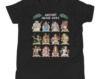 Greek Mythology Gods Kids T-Shirt, Ancient Greek Deity Boys Tee, Greek Goddess Clothing, Greek Mythology Outfit, Greek Mythology Clothes