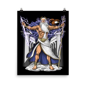 Greek God Zeus Poster - Ancient Greek Mythology Wall Decor - Greek Thunder Deity Art Print - Zeus Room Decor - God Zeus Gifts