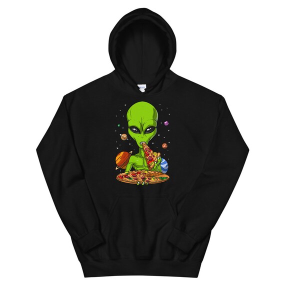 Felpa con cappuccio Space Alien Pizza Felpa Aliens Abbigliamento