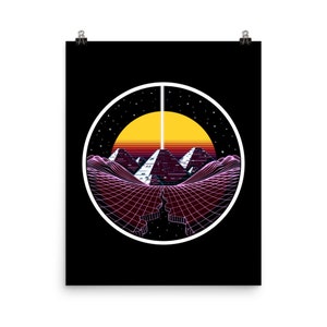 Synthwave Egyptian Pyramids Poster - Psychedelic Retro 80s Wall Decor - Trippy Vaporwave Art Print - Retrowave Room Decor