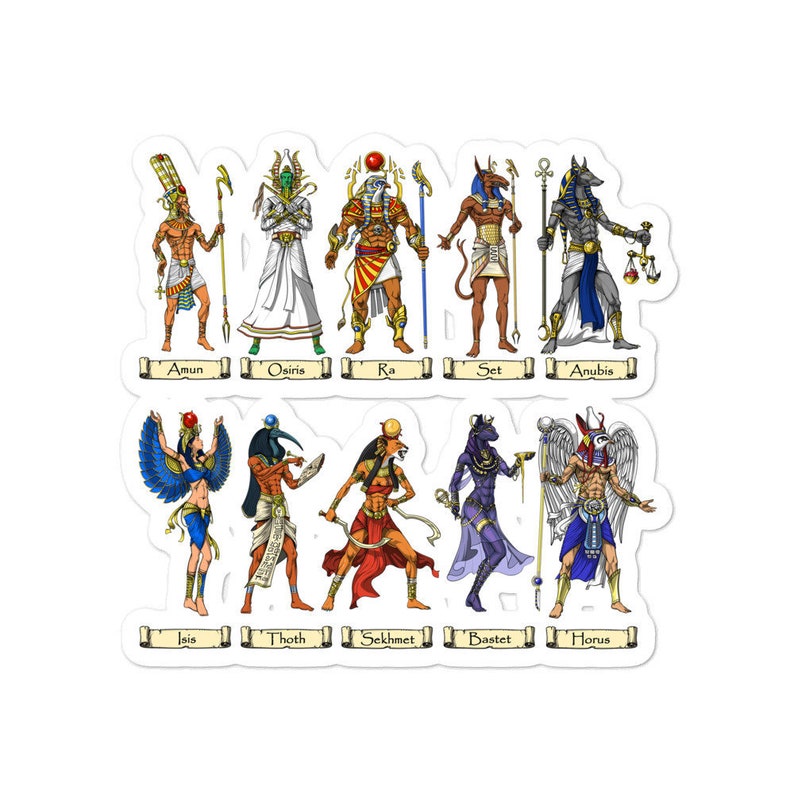 Ancient Egyptian Gods Sticker - Egyptian Mythology Decals - Egyptian Goddess Sticker - God Thoth Anubis Sticker - Egyptian Mythology Gifts image 1