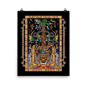 Mayan King Pakal Poster - Ancient Maya Civilization Wall Decor - Mayan Astronaut Art Print - Native Mexican Aztec Room Decor