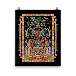 Mayan King Pakal Poster - Ancient Maya Civilization Wall Decor - Mayan Astronaut Art Print - Native Mexican Aztec Room Decor