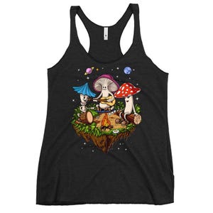 Hippie Mushrooms Camping Womens Tank Top, Mushrooms Tanks, Fungi Racerback Tank, Forest Clothes, Mushrooms Clothing, Hippie Apparel