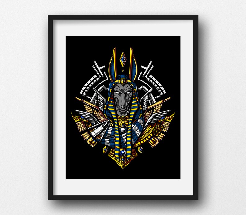 Egyptian God Anubis Canvas Poster Egyptian Mythology Wall Etsy
