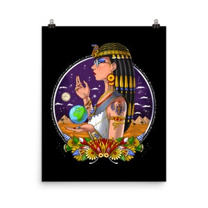 Egyptian Queen Cleopatra Poster - Ancient Egypt Mythology Wall Decor - Egyptian Goddess Room Decor - Egyptian Pyramids Art Print