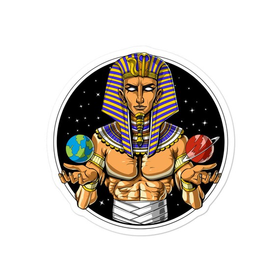 Egyptian Pharaoh Skull Black & Gold Vinyl Decal Sticker - 4 Inches Tall | Bumper, Laptop, Wall Art | 2 Pack