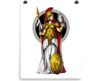 Greek Goddess Athena Poster, Greek Mythology Wall Decor, Ancient Greece Art Print, Greek Room Decor, Mythology Wall Decor, Athena Gifts