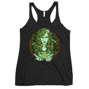 Gaia Mother Nature Womens Tank Top, Nature Racerback Tank, Forest Tank, Nature Goddess Tank, Floral Clothing, Nature Clothes, Floral Apparel image 1
