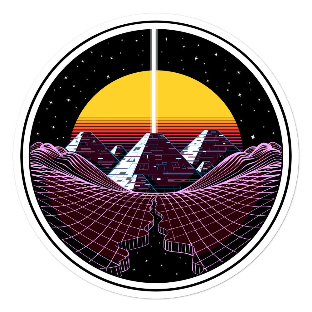 Synthwave Egyptian Pyramids Sticker Psychedelic Retro 80s | Etsy