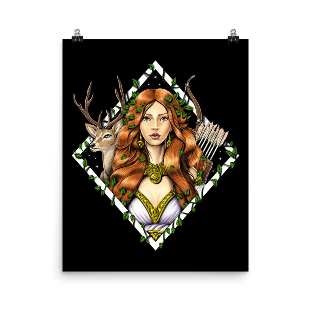 Greek Goddess Artemis Poster, Greek Mythology Wall Decor, Ancient