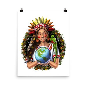 Aztec Goddess Poster, Aztec Warrior Art Print, Aztec Mythology Poster, Aztec Gods Poster, Ancient Mayan Wall Decor, Aztec Room Decor