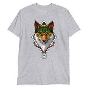 Hippie Fox T-shirt, T-shirt met vredesteken Sport Grey