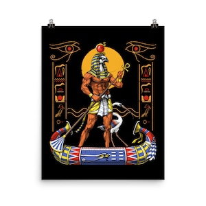 Affiche du dieu égyptien Ra - décoration murale oeil d'Horus - décoration de chambre mythologie de l'Egypte ancienne - impression d'art hiéroglyphes - cadeaux mythologie