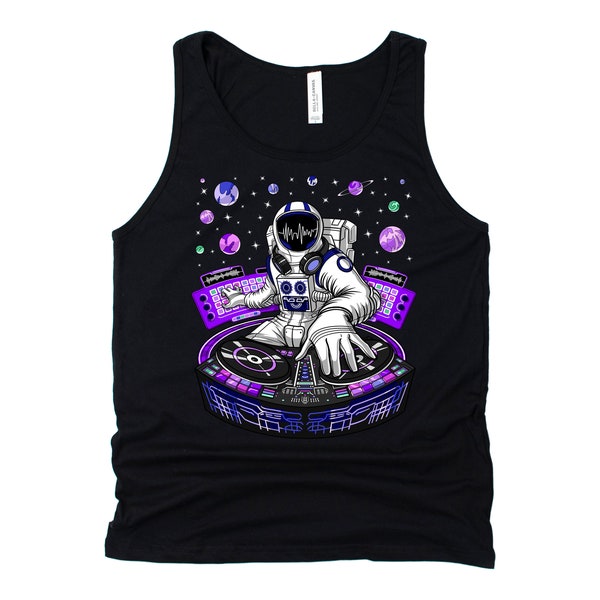 Space Astronaut DJ Tank Top - Psytrance Dubstep Mens Tank - Techno Music Tank - Psychedelic House Music Clothes - EDM Festival Clothing