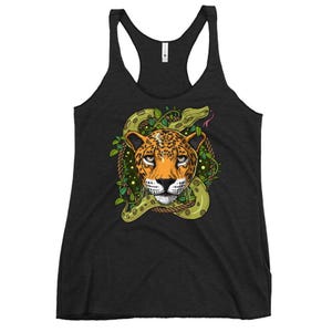Psychedelic Jaguar Womens Tank Top, Jaguar Racerback Tank, Forest Jungle Clothing, Jaguar Clothes, Psychedelic Jaguar Apparel, Jaguar Outfit