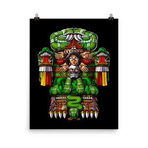 Aztec Goddess Coatlicue Poster, Aztec Mythology Art Print, Aztec Gods Poster, Ancient Mayan Poster, Aztec Wall Decor, Aztec Room Decor