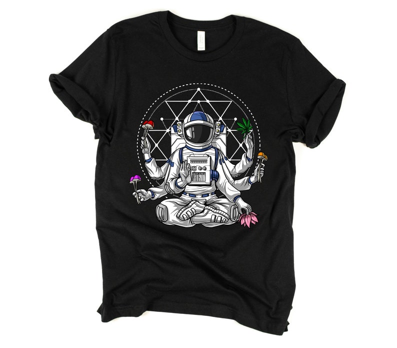 Psychedelic Psychonaut Astronaut Shirt - Stoner Cannabis Shirt - Hippie Stoner Clothes - Psychedelic Stoner Outfit - Festival Clothing 