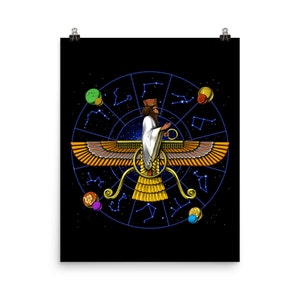 Poster di alieni Anunnaki - Decorazione murale dell&#39;antica mitologia sumera - Stampa artistica di geometria sacra astronomica - Decorazione della stanza degli dei mesopotamici
