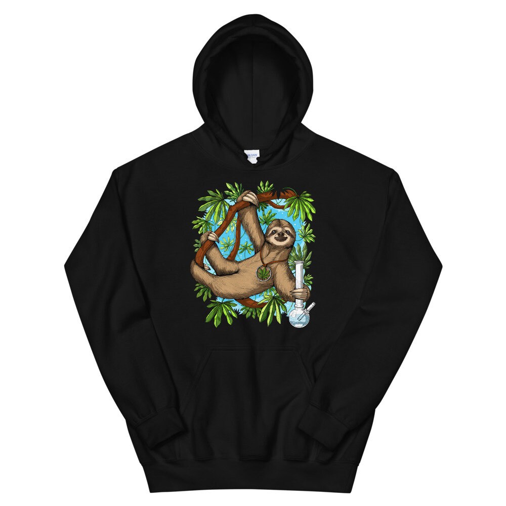 Sloth Weed Hoodie Hippie Stoner Hoodie Cannabis Marijuana - Etsy