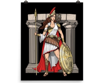 Greek Goddess Athena Poster, Greek Mythology Wall Decor, Ancient Greece Art Print, Greek Mythology Room Decor, Mythology Wall Decor