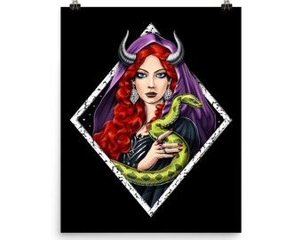 Lilith Goddess Poster, Occult Pagan Art Print, Witchcraft Gothic Wall Decor, Witch Poster, Demon Wiccan Room Decor, Goth Satanic Poster