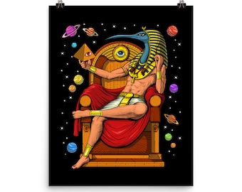 Poster del dio egizio Thoth - Decorazione murale della mitologia egizia - Stampa artistica dell'antico Egitto - Decorazione della stanza degli dei egizi - Regalo del dio Thoth