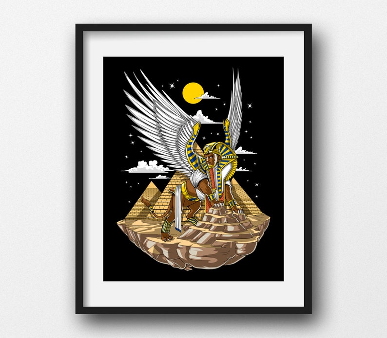 Egyptian Sphinx Canvas Poster Egyptian Pyramids Wall Decor Egyptian Pharaoh Art Print Egyptian Mythology Room Decor Egyptian Gift