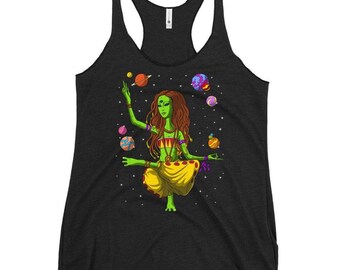 Alien Yoga Womens Tank Top, Hippie Racerback Tank, Zen Meditation Tank, Yoga Clothing, Spiritual Tank, Yoga Clothes, Yoga Outfit