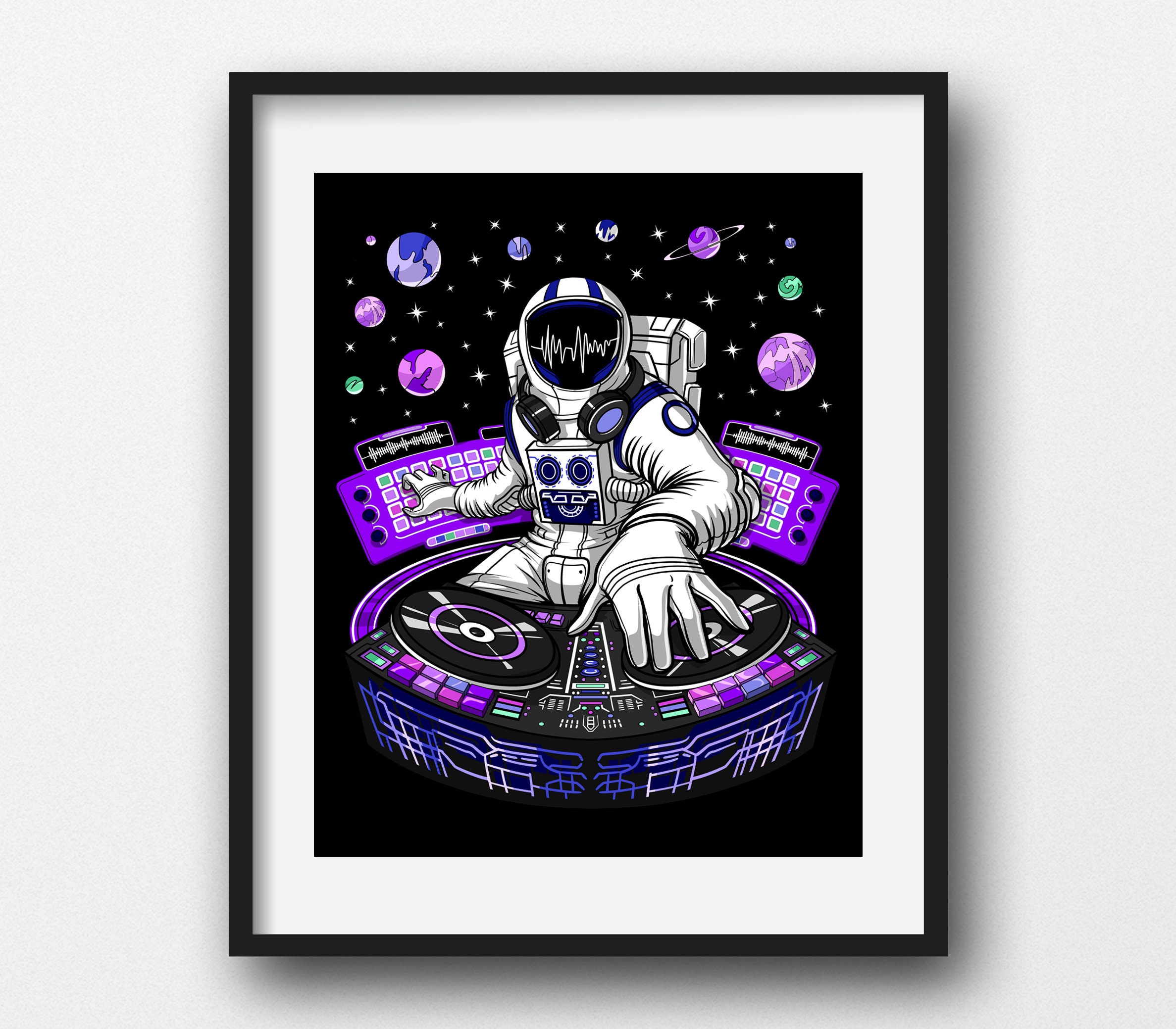 Space Astronaut DJ Canvas Poster Psytrance Dubstep Wall - Etsy