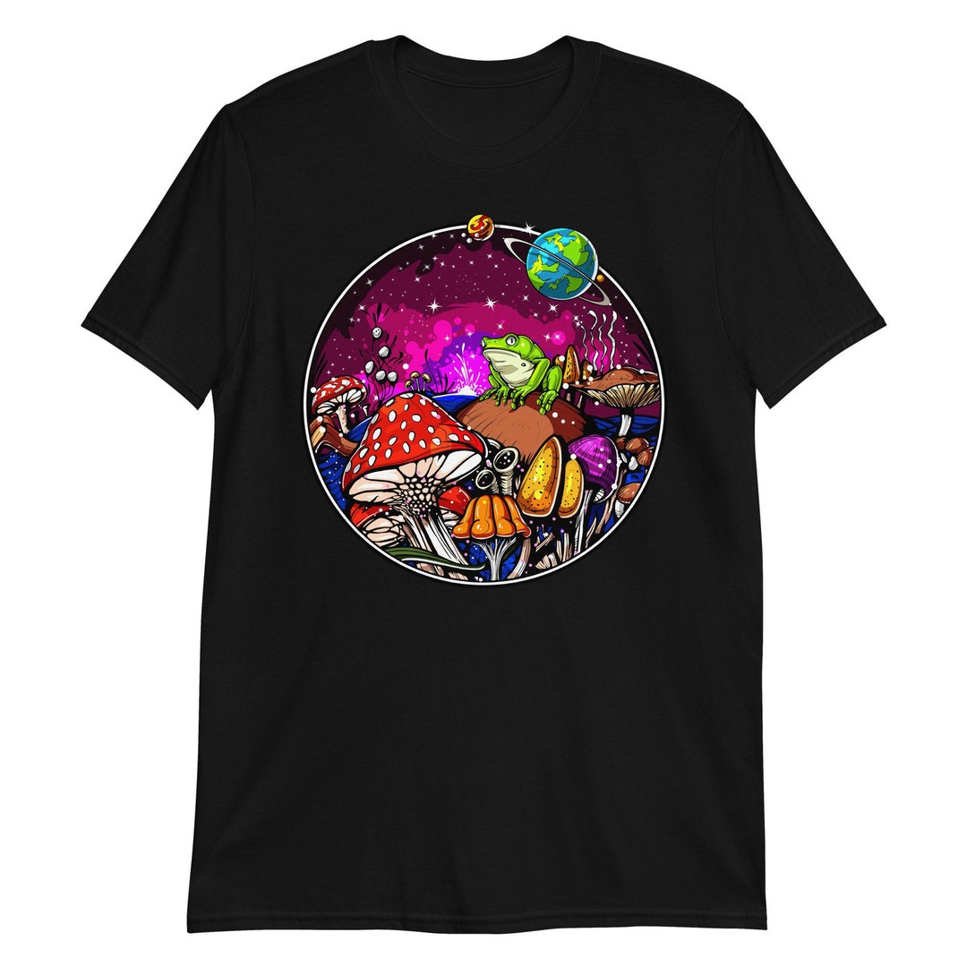 Psychedelic Mushroom Forest T-shirt: Frog Fairycore Goblincore Tee
