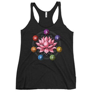 Lotus Chakra Symbols Womens Tank Top, Zen Flower Of Life Yoga Tank, Meditation Racerback Tank, Sacred Geometry Clothing, Spiritual Clothes