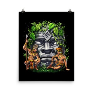 Olmec Head Poster - Olmec Warriors Art Print - Ancient Mexican Civilization Poster - Olmec Wall Decor - Olmec Room Decor - Olmec Gifts
