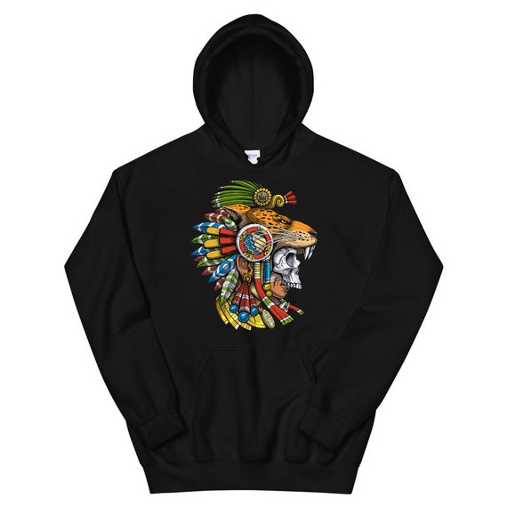 Felpa con cappuccio azteco da donna con motivo geometrico, manica lunga