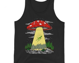 Psychedelic Alien Abduction Tank Top, Hippie Mushrooms Tank, Mushrooms Mens Tank, Mushroom Clothing, Fungi Tank, Mushroom Clothes