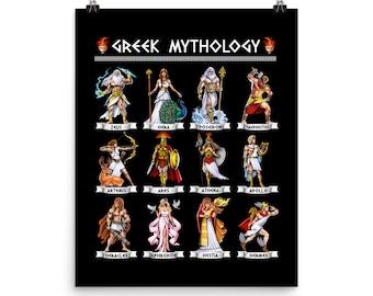 Greek Mythology Gods Poster: Ancient Greece Wall Art